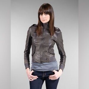S.W.O.R.D Italy Lucca Washed Silver Lambskin Leather Bomber Jacket XS IT40 $750